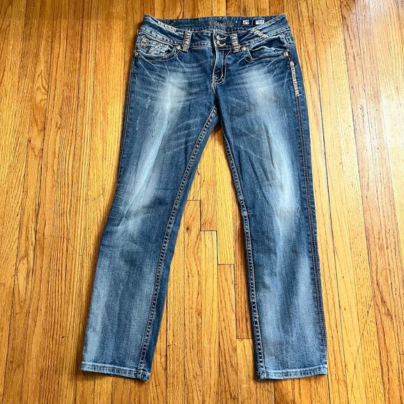 Miss Me Jeans Womens 29 Capri Cropped Bling Western Flap Pocket - Picture 3 of 10